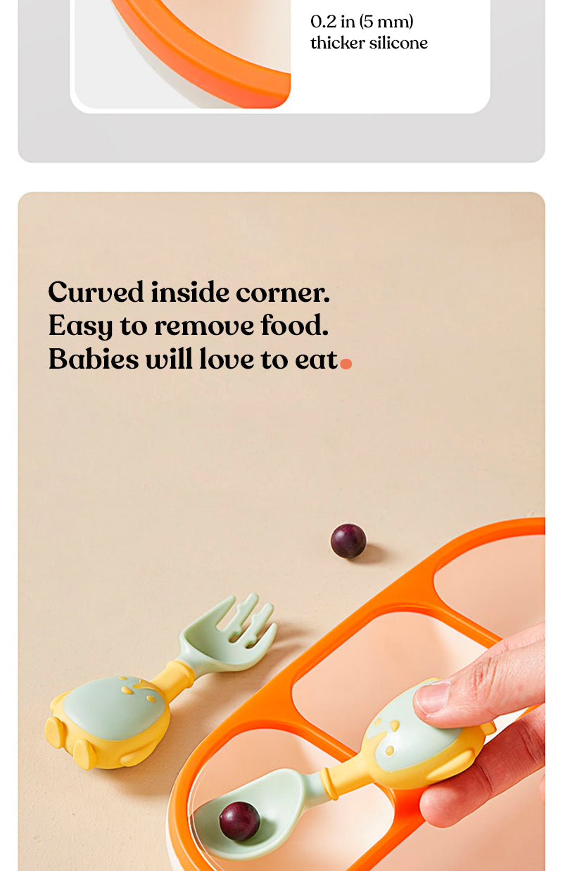 Dish with silicone compartments