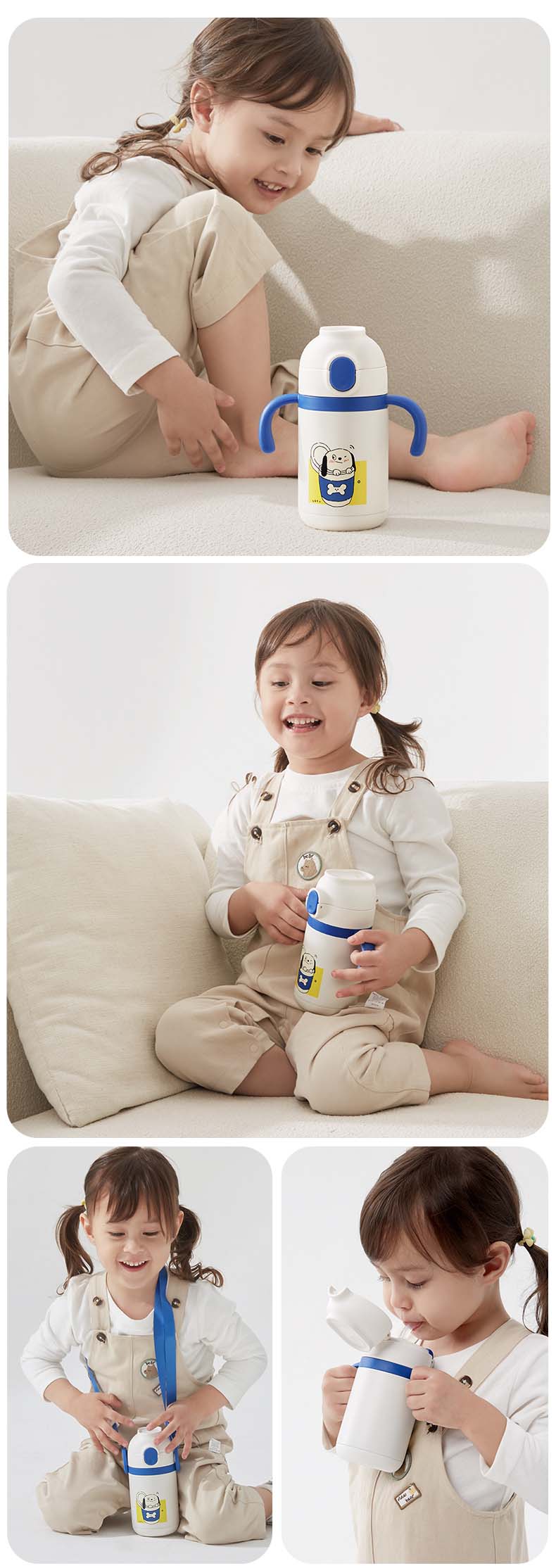 Kids splashproof insulated water bottle