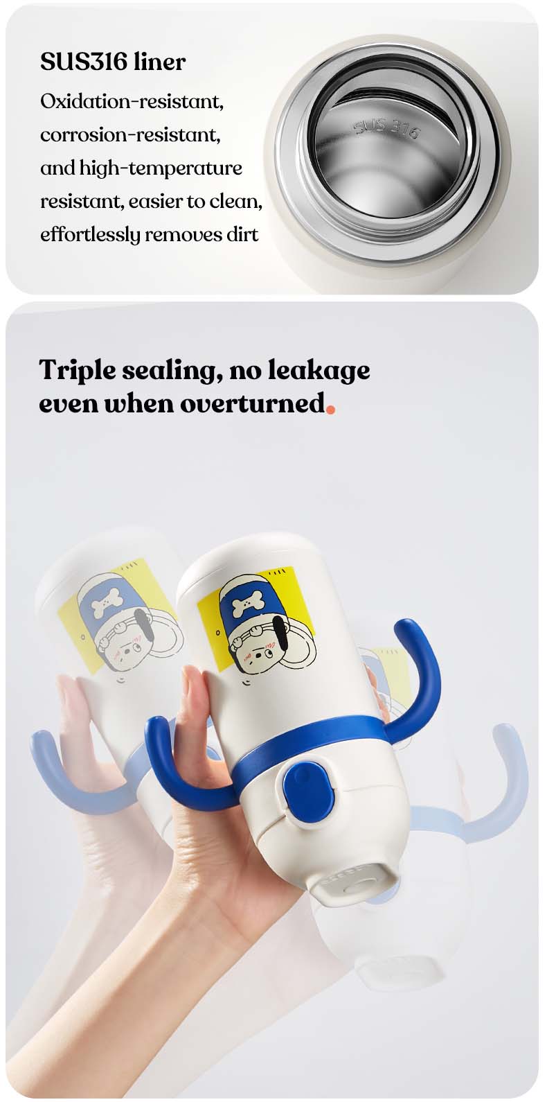Kids splashproof insulated water bottle