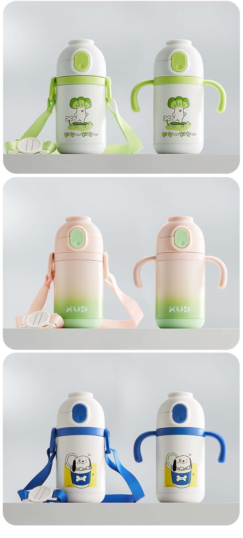 Kids splashproof insulated water bottle