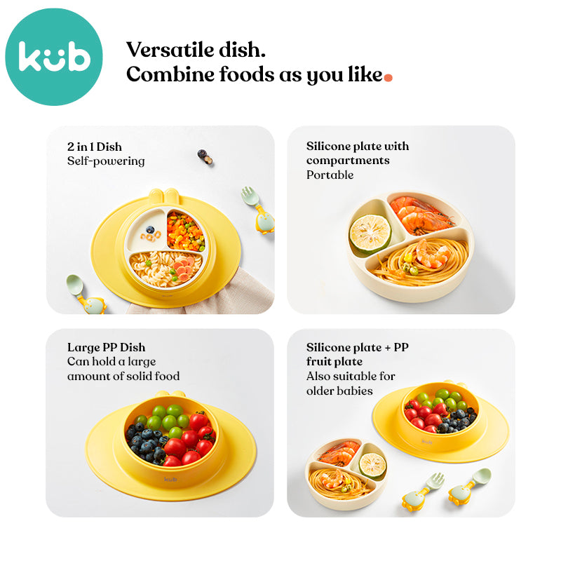 Rabbit Silicone Plate With sucker-Yellow