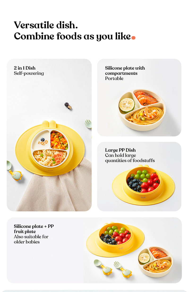 Rabbit Silicone Plate With sucker-Yellow